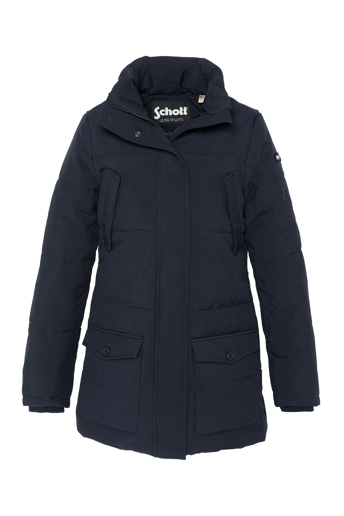Navy blue long parka with removable hood - Image n°5