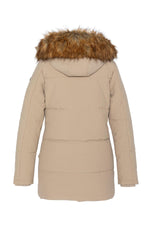 Long parka with removable beige hood - Image n°2