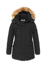 Long parka with removable black hood - Image n°1