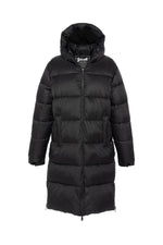 Black long down jacket in recycled nylon - Image n°1