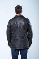 Matte black sheep leather jacket, straight fit. Steve McQueen's mark. - Image n°5
