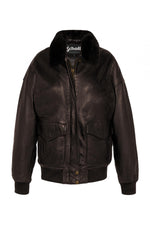 Dark brown lambskin aviator by Schott NYC. Slim fit, vegan fur collar. - Image n°7