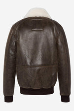 Schott's brown aviator in reversed sheep leather. Fur collar, warm. - Image n°5