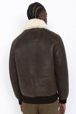 Schott's brown aviator in reversed sheep leather. Fur collar, warm. - Image n°3