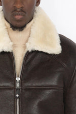 Schott's brown aviator in reversed sheep leather. Fur collar, warm. - Image n°6