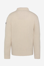 Ecru ribbed polo neck sweater - Image n°6