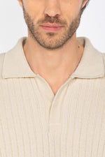 Ecru ribbed polo neck sweater - Image n°2