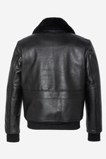 Schott's thick cowhide aviator jacket with removable shearling collar. - Image n°10