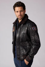 Brown lambskin aviator jacket with Patrouille de France patches. - Image n°6