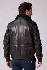 Brown lambskin aviator jacket with Patrouille de France patches. - Image n°2