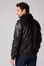 Brown lambskin aviator jacket with Patrouille de France patches. - Image n°7