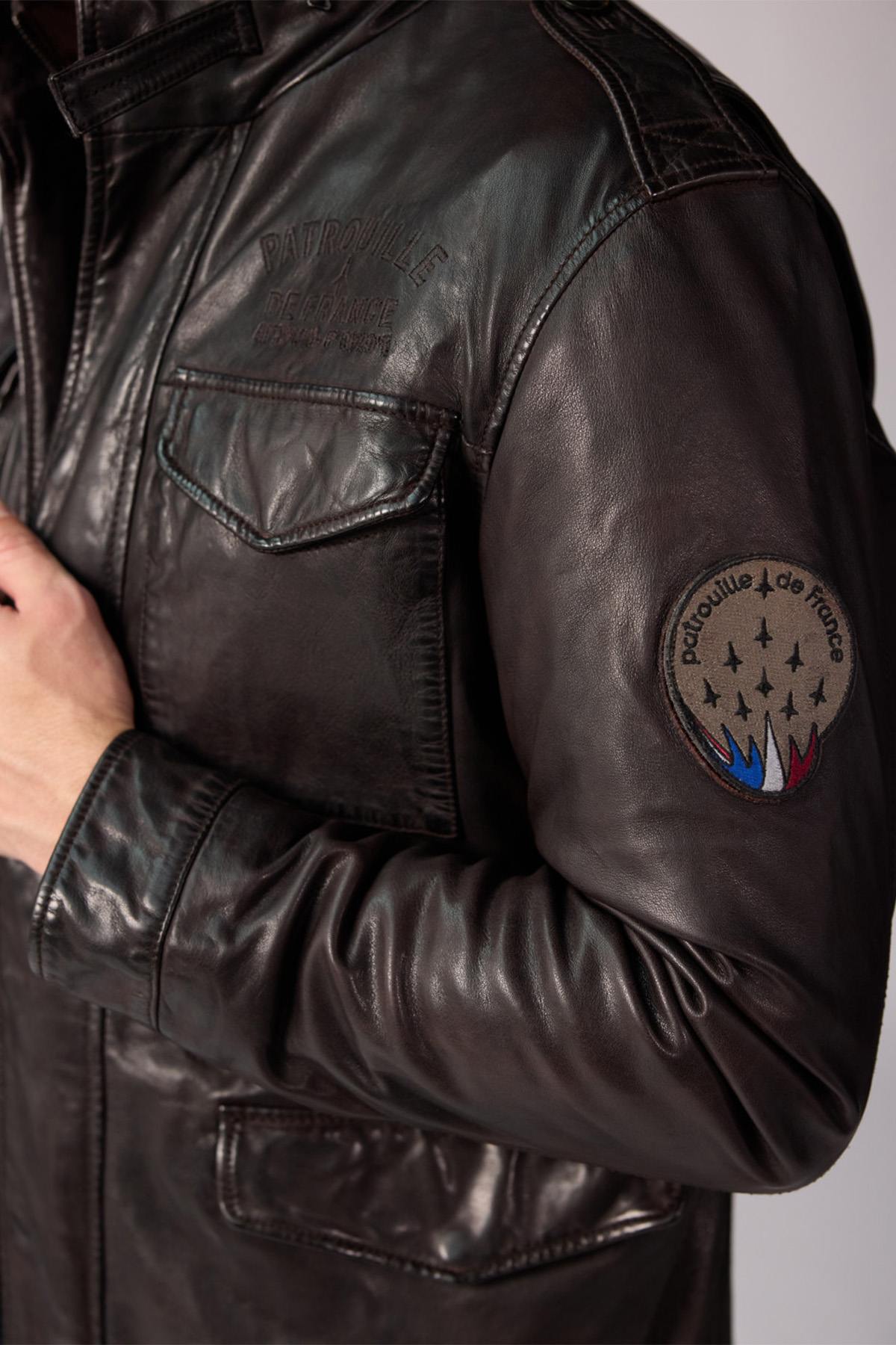 Dark brown lambskin jacket with military roots and French elegance. - Image n°4