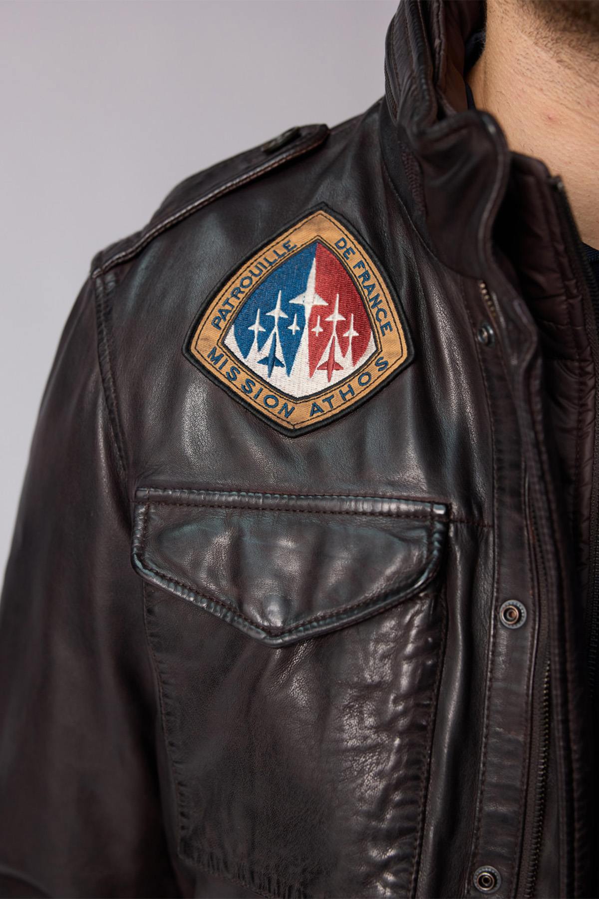 Dark brown lambskin jacket with military roots and French elegance. - Image n°6