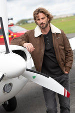 Suede sheepskin aviator in chocolate, Aeronautica Militare's classic. - Image n°2