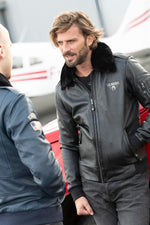 Sheep leather jacket with detachable fur collar and ribbed trims. - Image n°2
