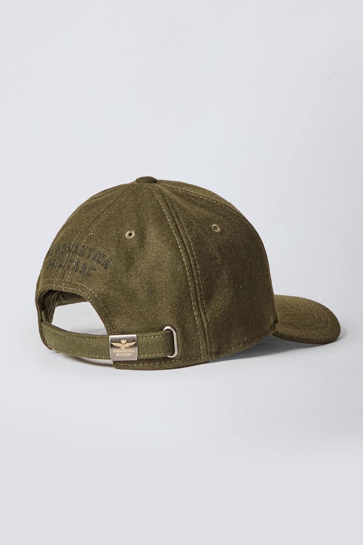 Military Green Wool Blend Embroidered Cap - Image n°2