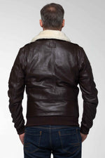 Steve McQueen Dark Brown Leather Bomber Jacket - Image n°4