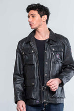 A soft, lightweight black sheepskin jacket inspired by Steve McQueen. - Image n°1