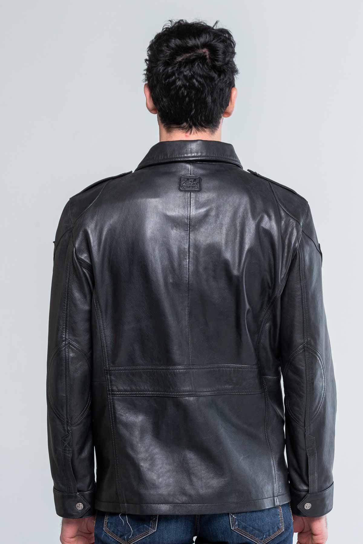 A soft, lightweight black sheepskin jacket inspired by Steve McQueen. - Image n°2