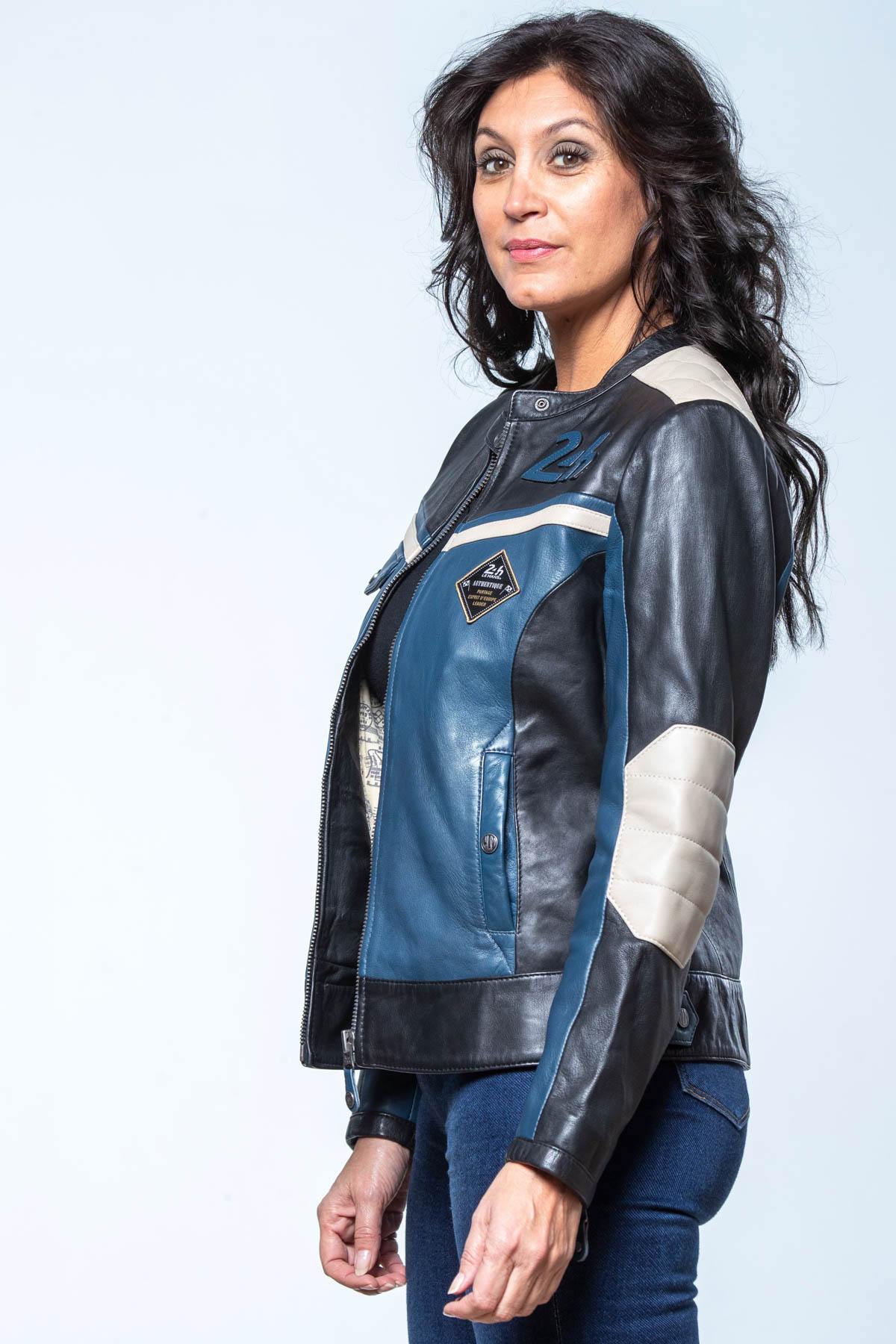 Officially licensed 24h Le Mans sheepskin jacket in royal blue. - Image n°3