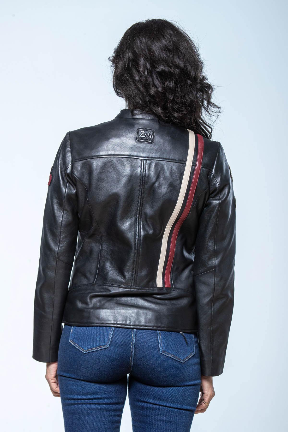Black sheep leather jacket, biker-inspired, lightweight and supple. - Image n°3