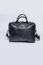 Black racing leather briefcase bag - Image n°2