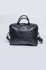 Black racing leather briefcase bag - Image n°2