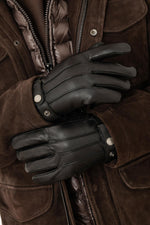 Black sheepskin gloves - Image n°1