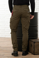 Khaki cotton cargo pants with patches - Image n°3