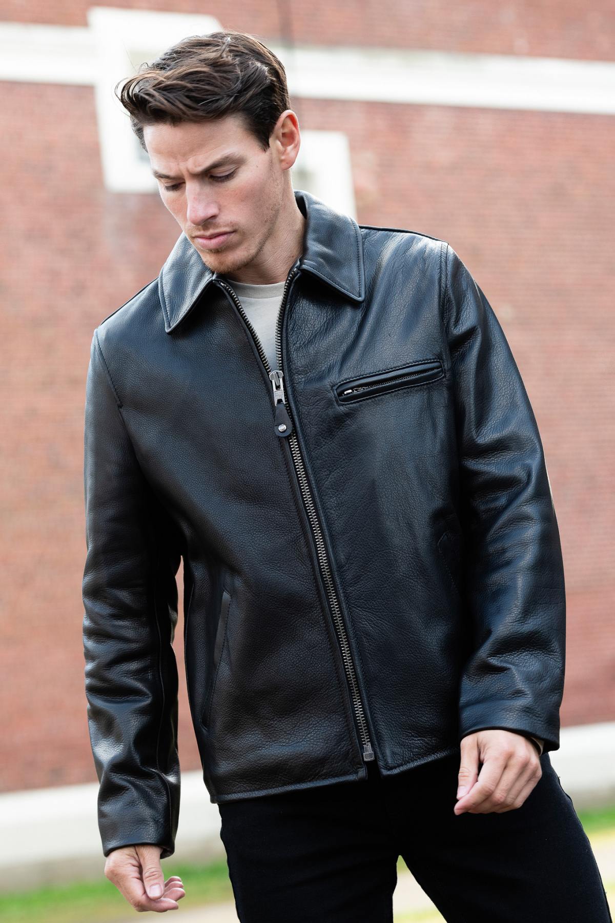 Men's Jacket Schott 552 BLACK - Leather-Jack.com
