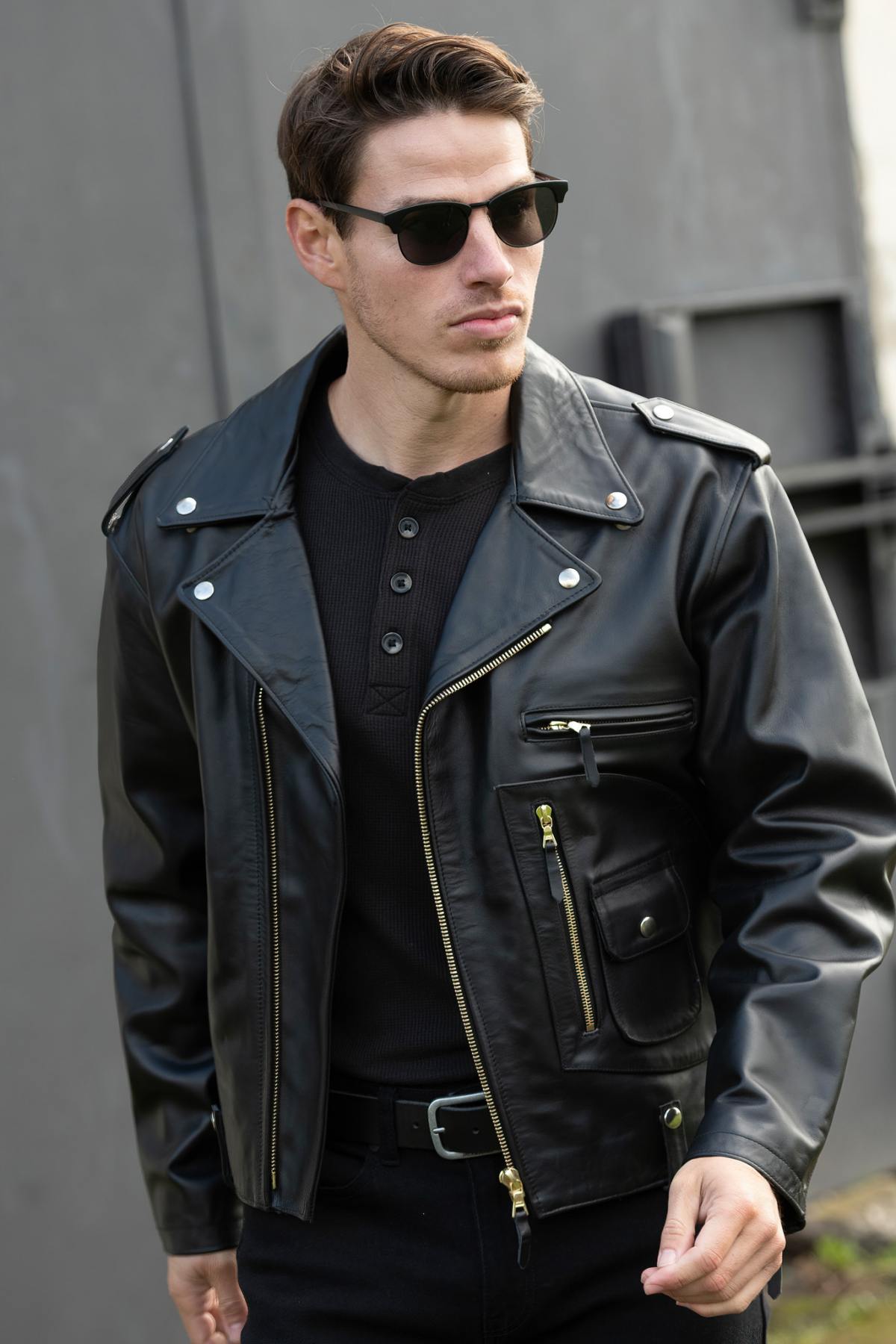 Biker leather jacket with D-Pocket - Image n°5