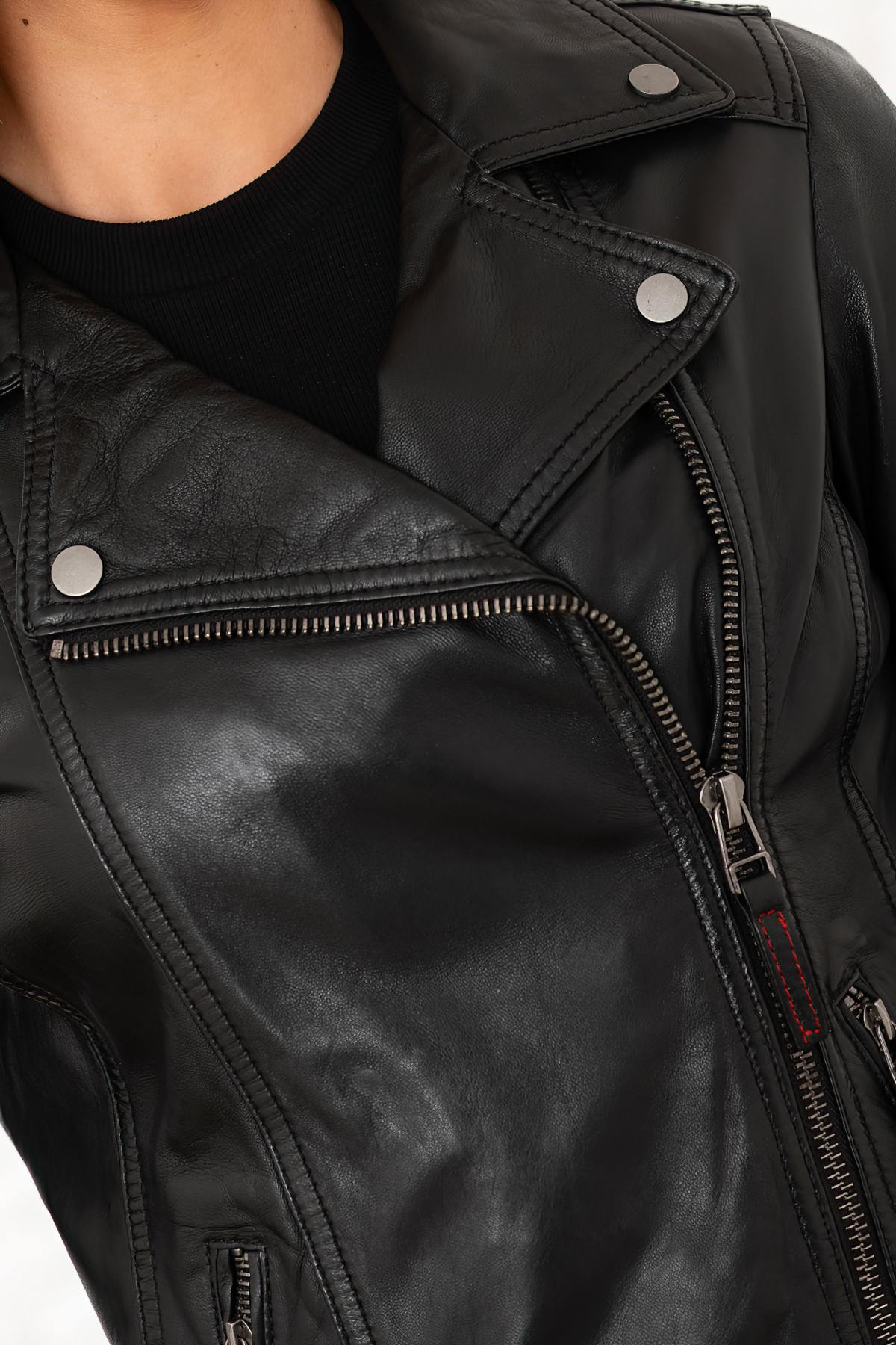 Black sheepskin perfecto, plant-tanned and slimfit for a sleek look. - Image n°4