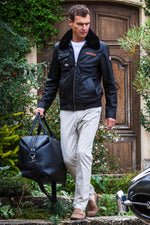 Soft, light black sheep leather jacket-Steve McQueen's iconic touch. - Image n°2