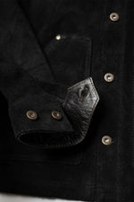 Black leather work jacket with velvet look - Image n°9