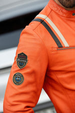 24h Le Mans orange leather racing jacket - Image n°3
