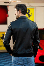 24 Hours of Le Mans black sheepskin jacket, biker-inspired. - Image n°3