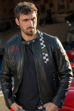 Black sheep leather jacket inspired by the 24 Hours of Le Mans. - Image n°1