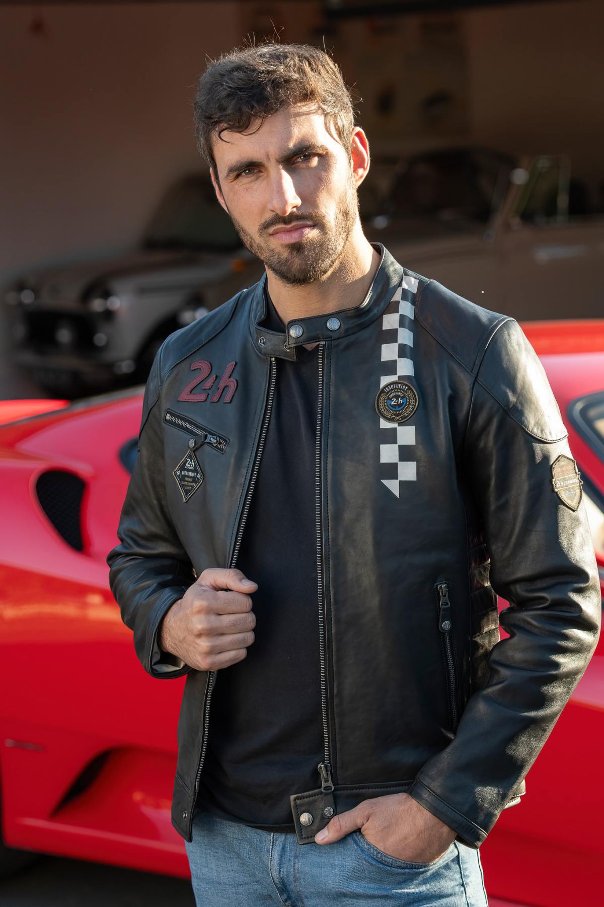 Black sheep leather jacket inspired by the 24 Hours of Le Mans. - Image n°6
