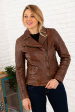Sheep leather perfecto in bison, slim fit with rock zipped accents. - Image n°7