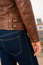 Sheep leather perfecto in bison, slim fit with rock zipped accents. - Image n°3