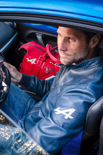 Royal blue lambskin jacket with biker collar and Alpine detailing. - Image n°2