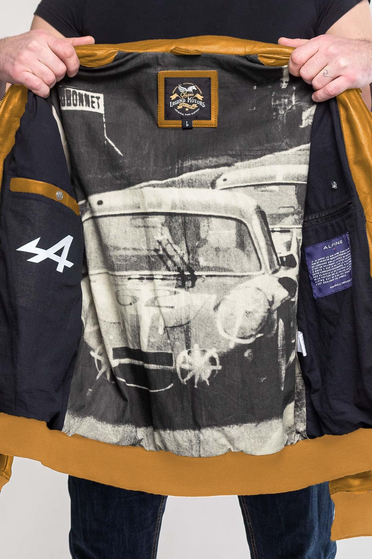 Denim-style jacket in soft yellow sheepskin leather, biker collar. - Image n°5