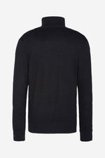 Black cotton and wool turtleneck sweater - Image n°4