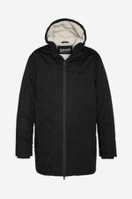 Long black parka with sherpa lining - Image n°1
