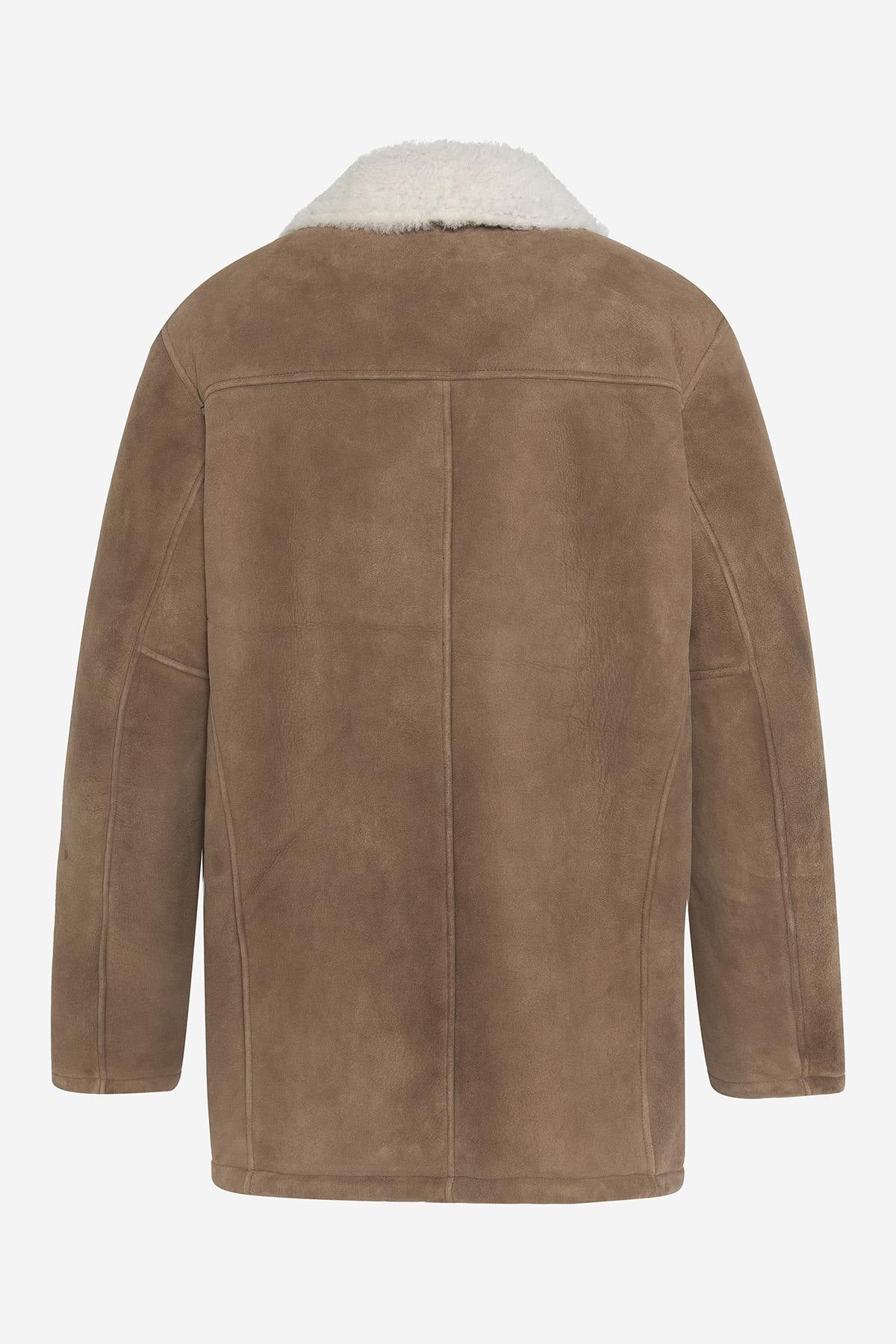 Light camel double-sided suede sheepskin coat - Image n°7