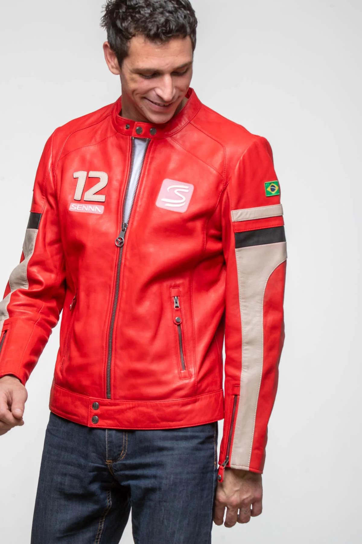 Ayrton Senna Red Leather Racing Jacket - Image n°5