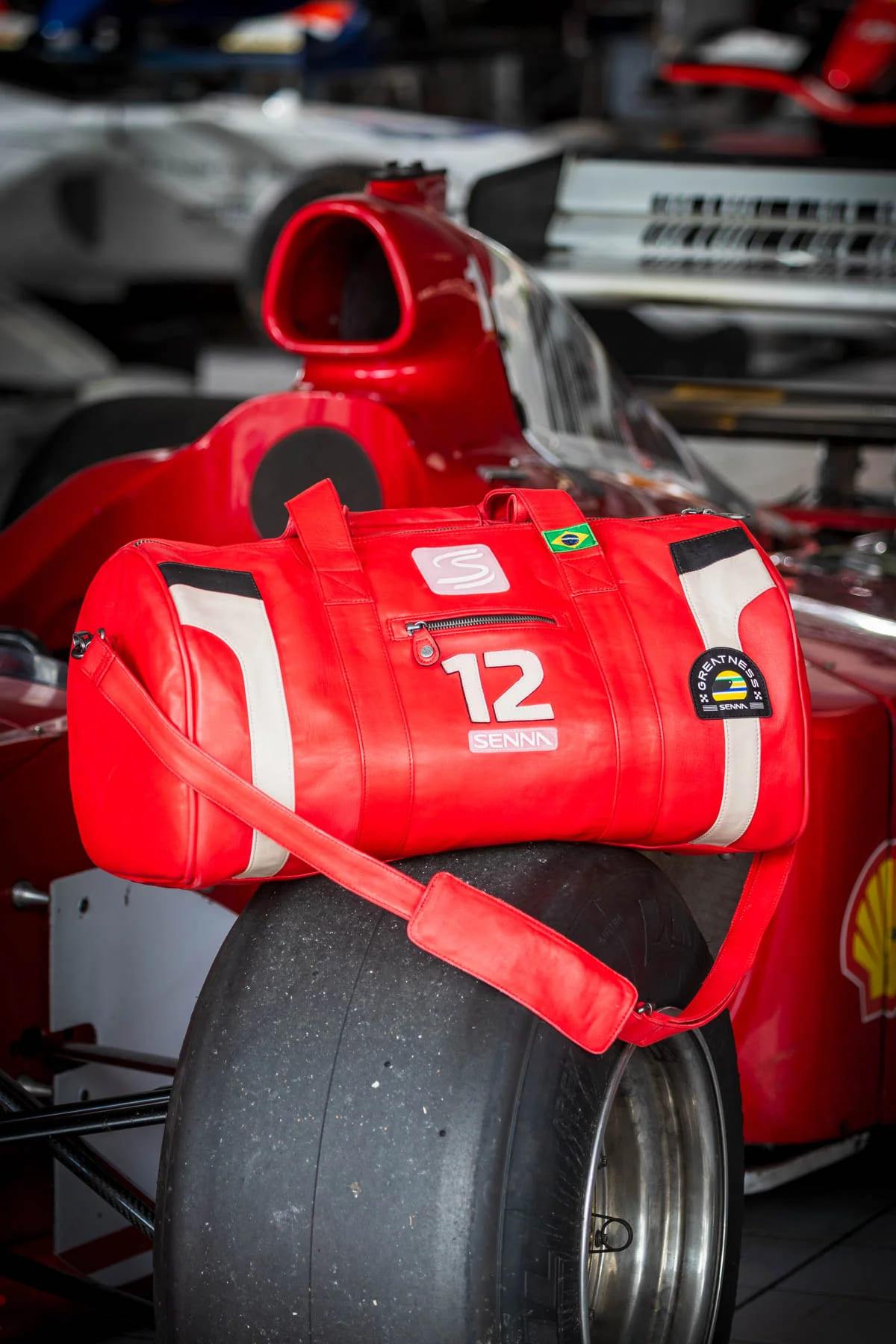 Ayrton Senna Leather Travel Bag Racing Red - Image n°3