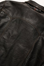 Western style shirt collar leather jacket with accelerated patina - Image n°10