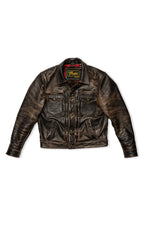Western style shirt collar leather jacket with accelerated patina - Image n°16