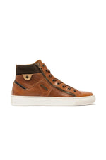 Cognac brown leather high-top shoes - Image n°3